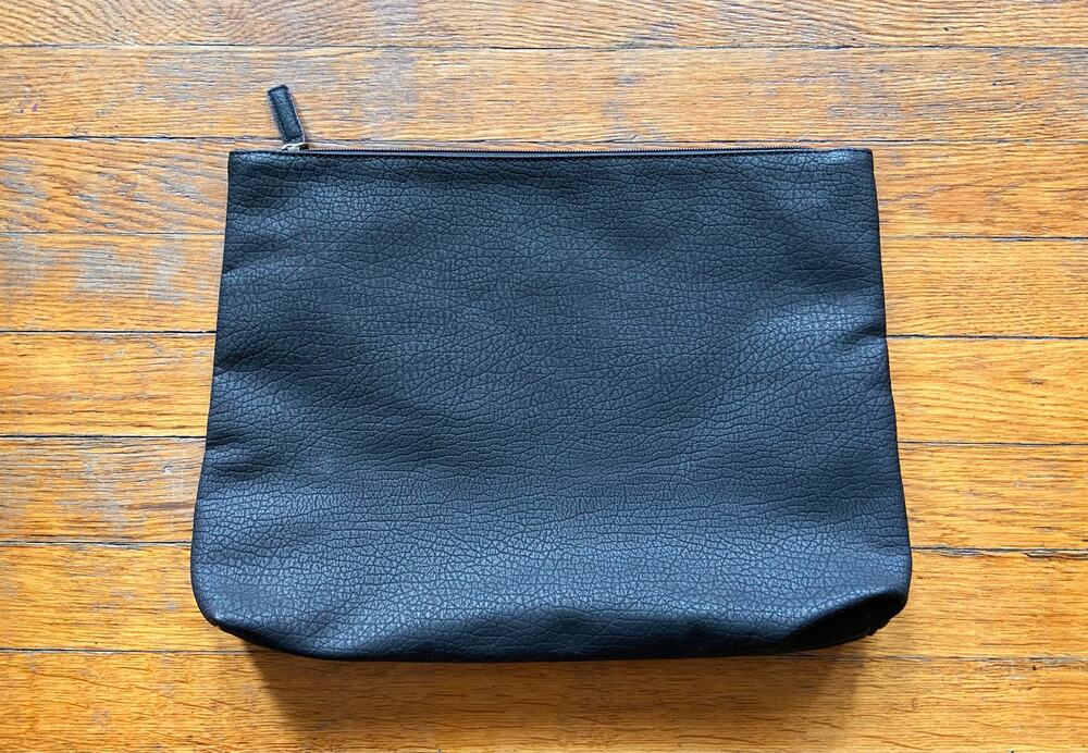 FREE PEOPLE Large Black Faux Leather Textured Pouch